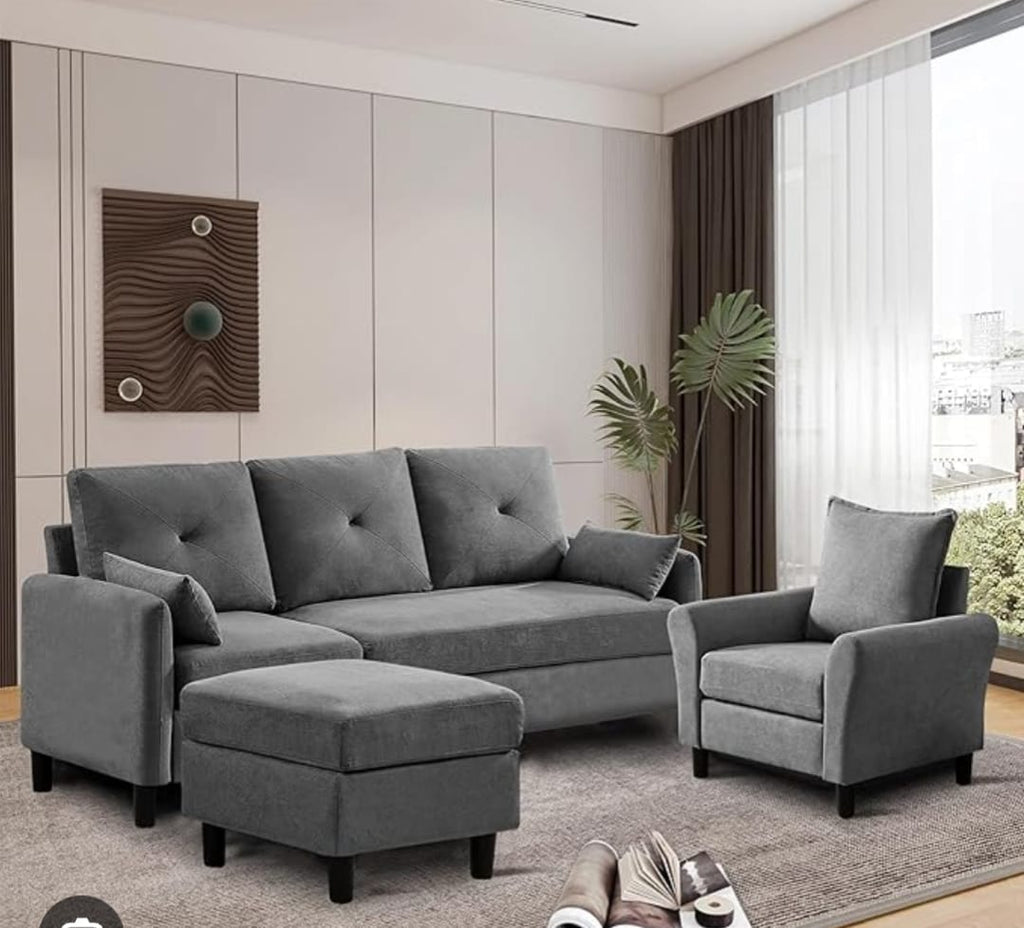 1. Modern L-Shape Corner Sofa – Premium Fabric Finish