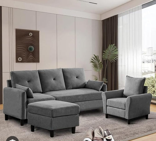 1. Modern L-Shape Corner Sofa – Premium Fabric Finish